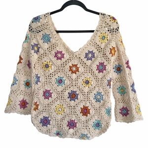 Crochet Granny Floral Vintage Inspired Y2K Pattern Sweater